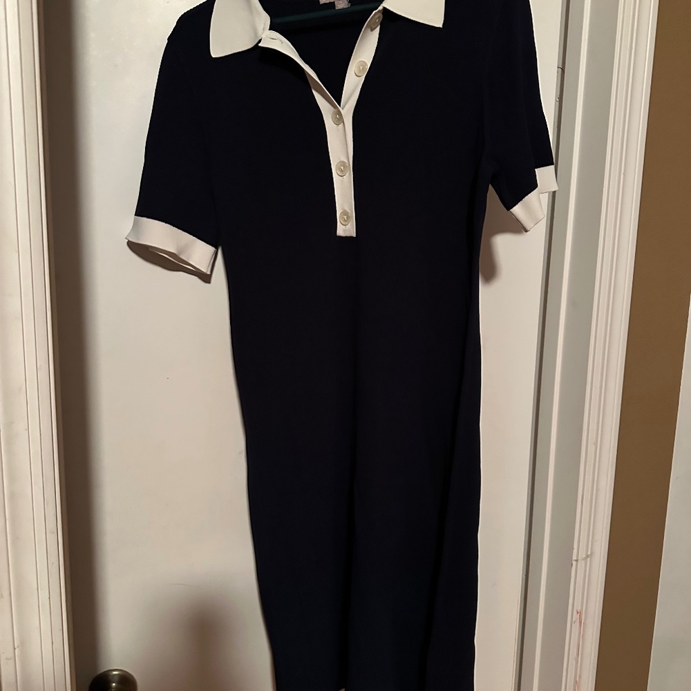 J. Crew Navy & White Collared Dress
